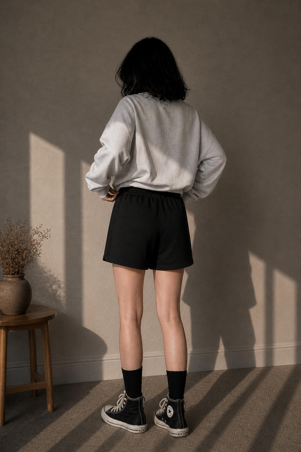 womens black Terry Shorts
