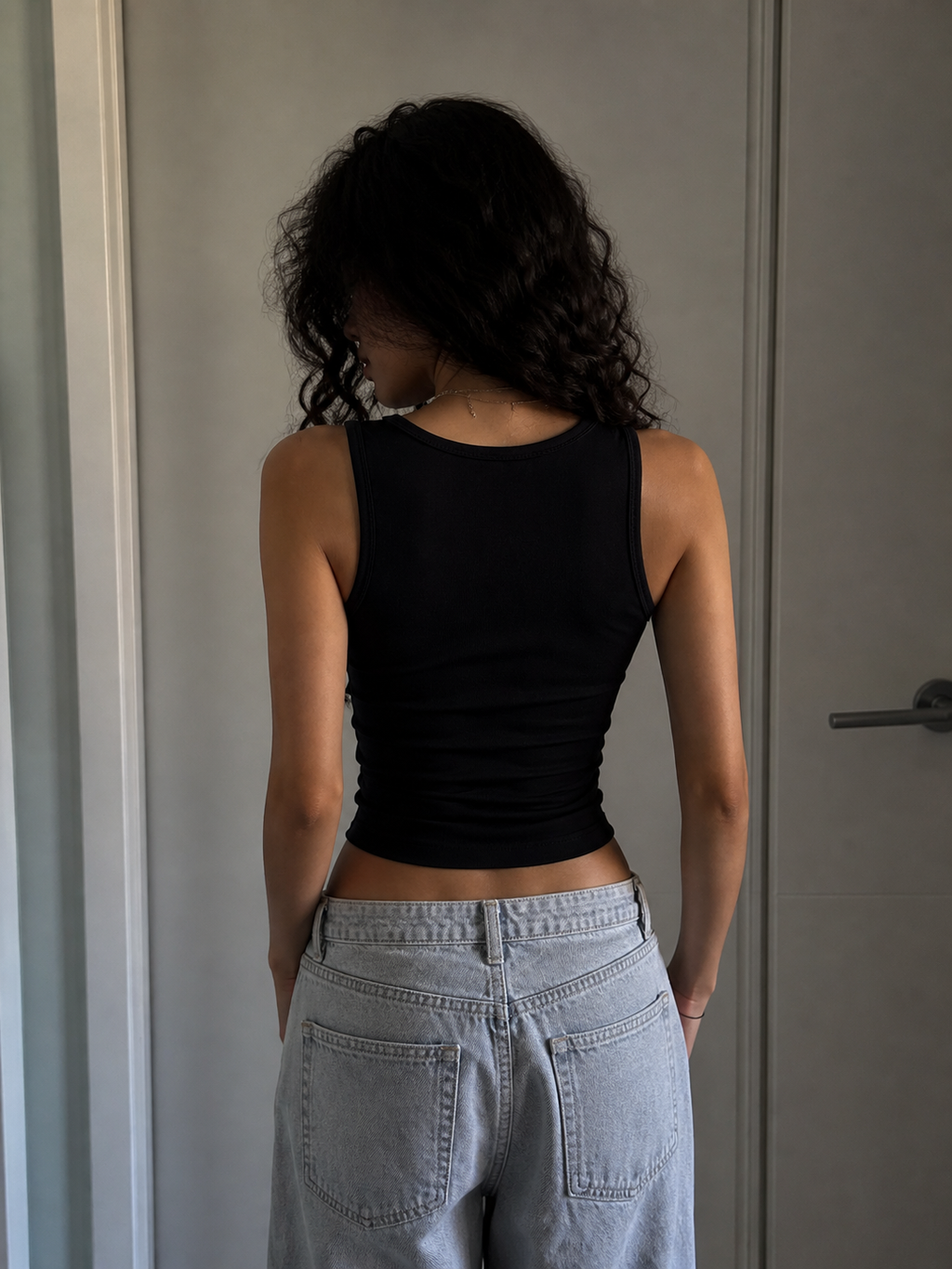 Solid Black Crop Tank