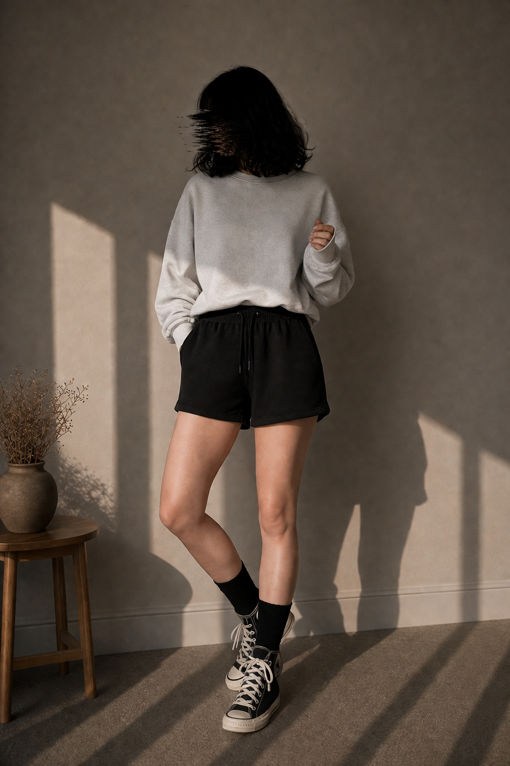 womens black Terry Shorts